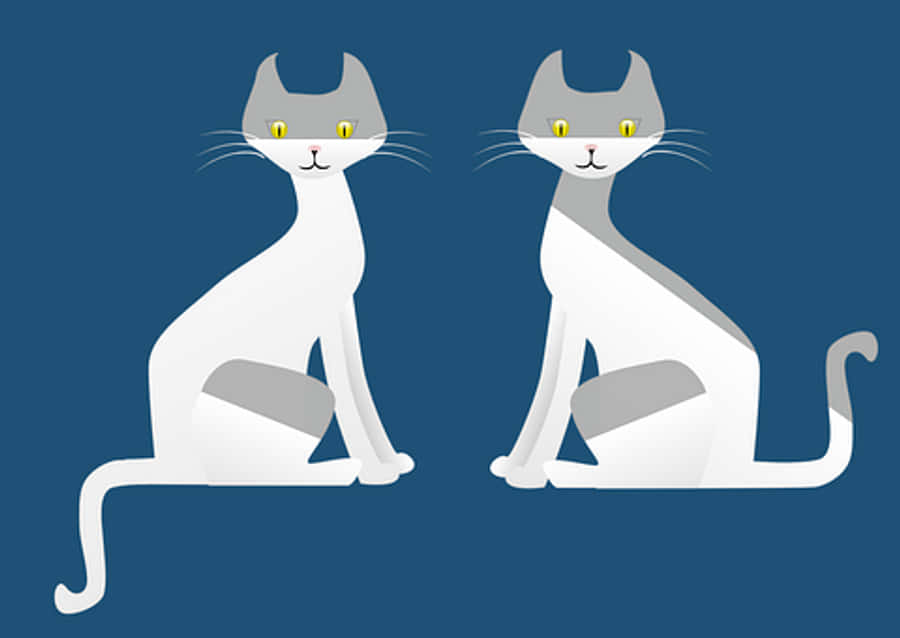 Twin Gray Cats Illustration