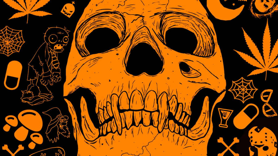 Vintage Halloween Schädel und Icons Illustration