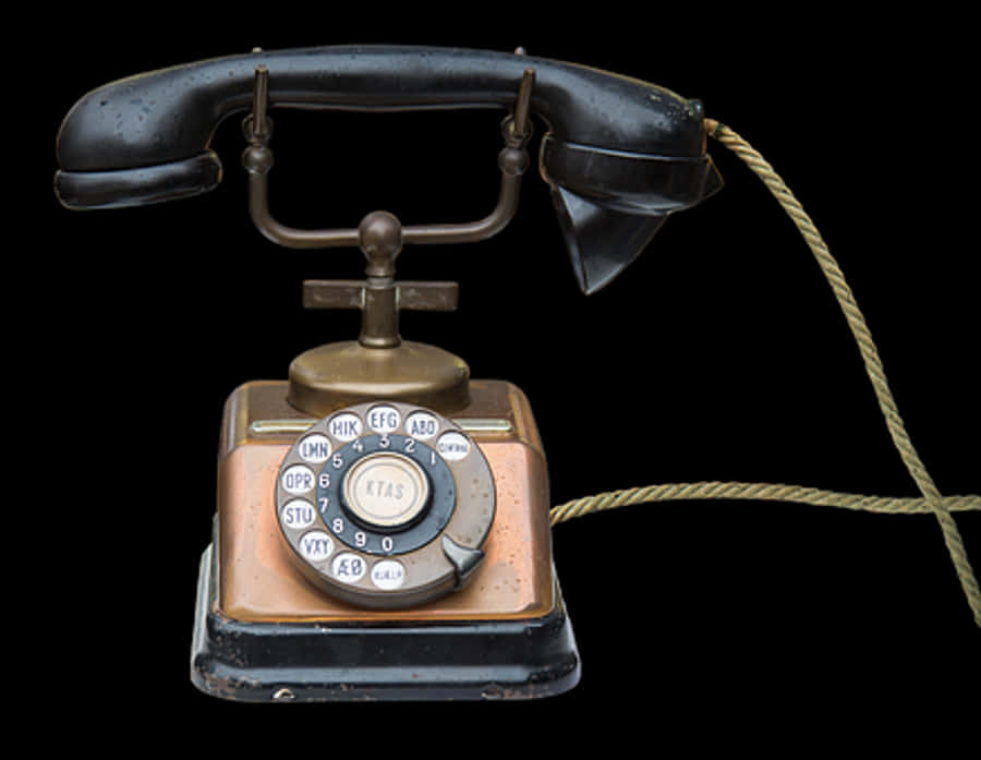 Vintage Rotary Telephone Black Background