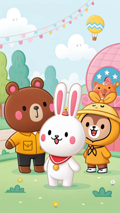 group,puppy,colours,kitten,cartoon,love,friendship,friends,poppy,flower,line friends,brand,wallpaper,line,raccoon,panda,family,row,art,collection
