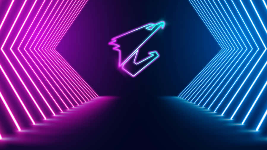 Logotipo Gigabyte Neon no Espaço Virtual