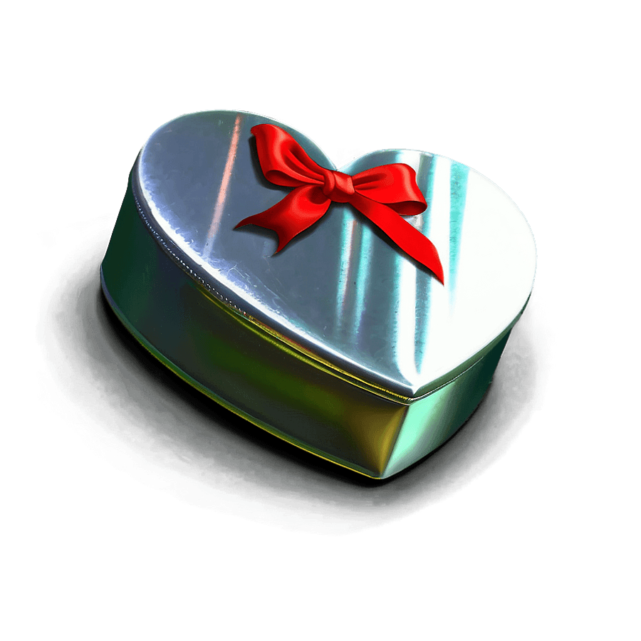 Silver Heart Gift PNG 58