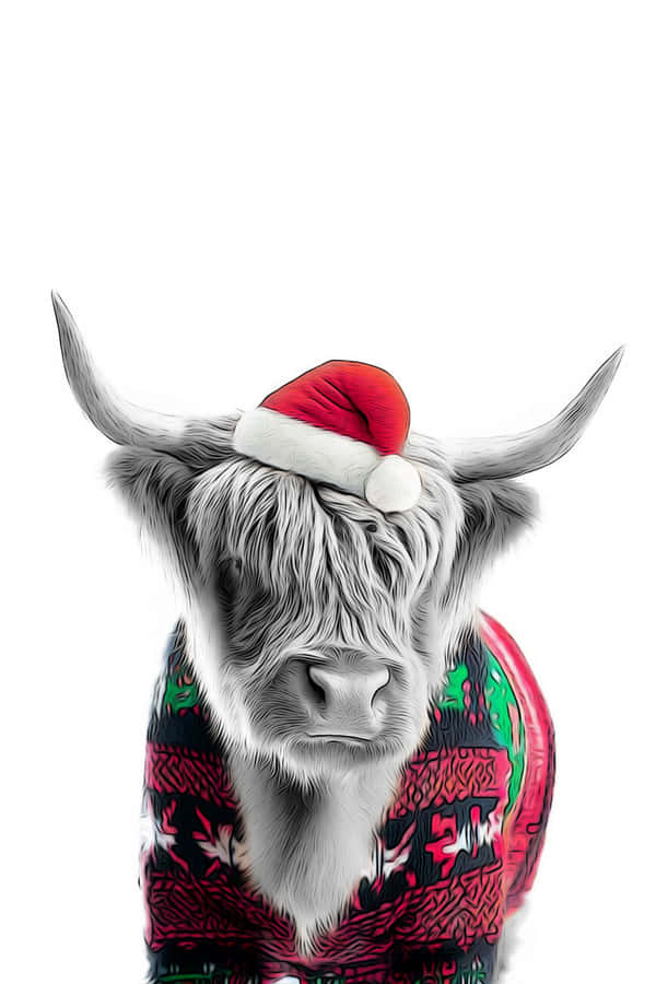 Vaca Festiva com Chapéu de Papai Noel