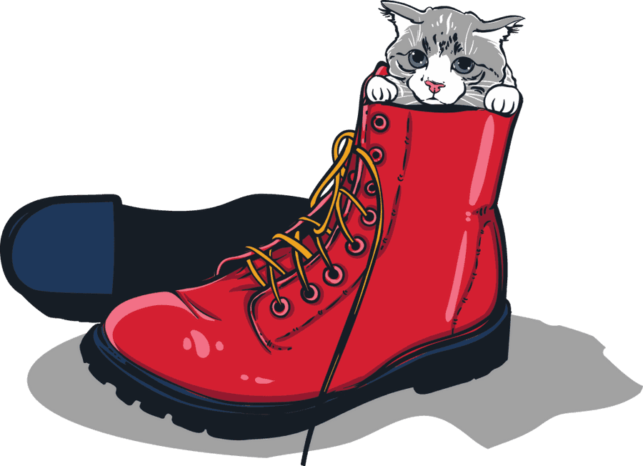 Red Boot Cat Cartoon