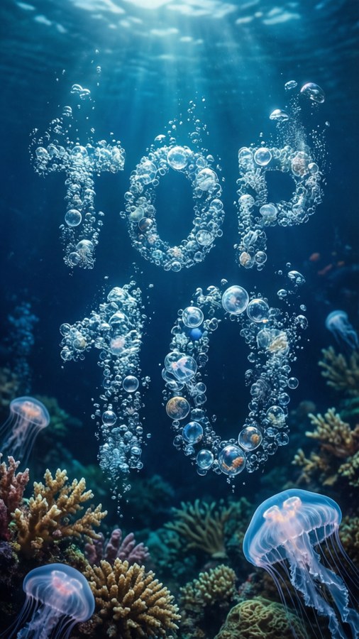 Bubble numbers and top 10 text underwater