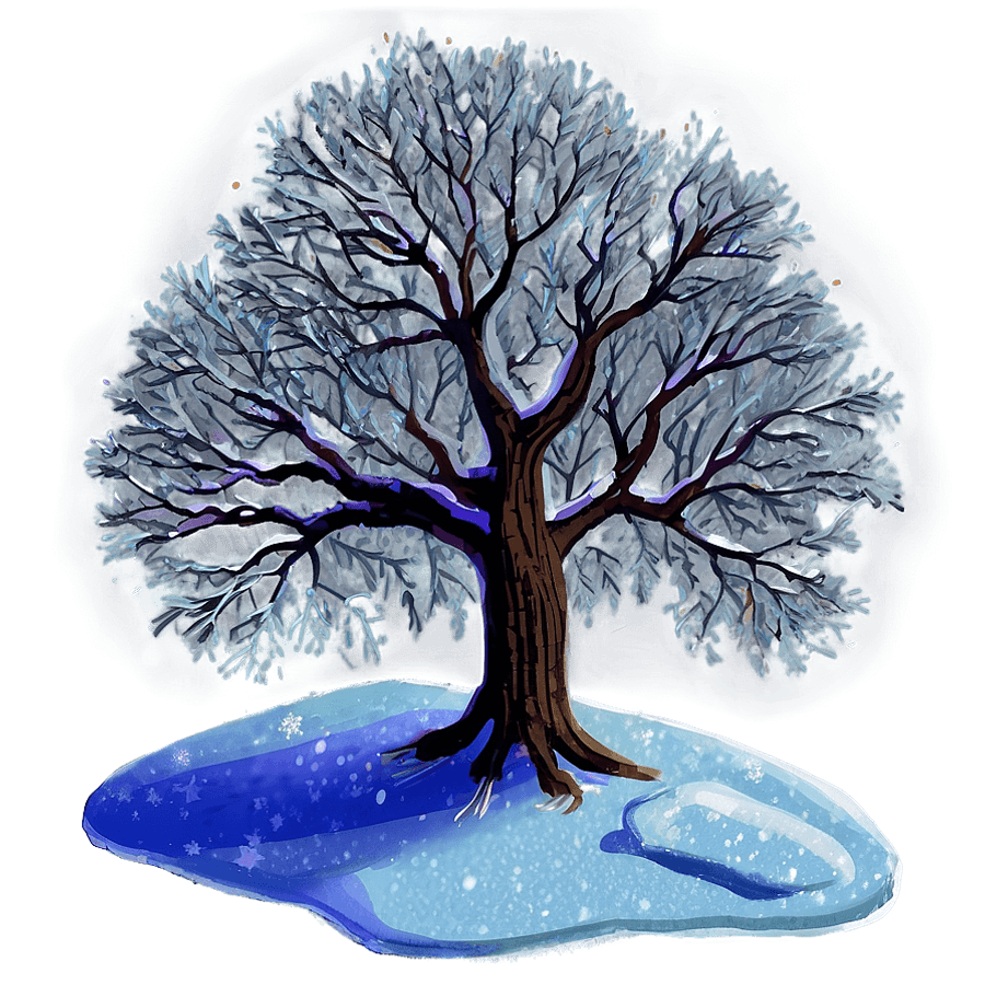 Snowy Tree at Night PNG hwh