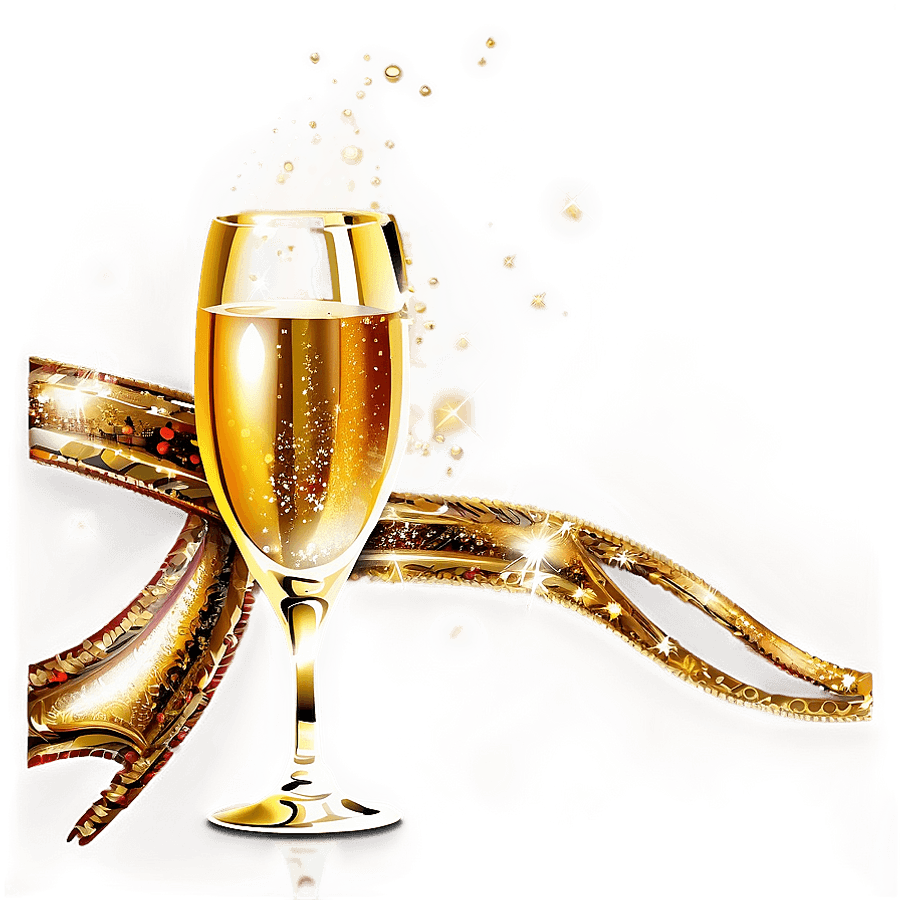 Golden Champagne Glass PNG 23