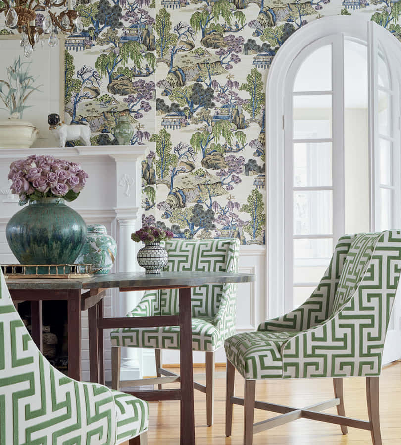 Design de Interior Elegante com Papel de Parede Chinoiserie