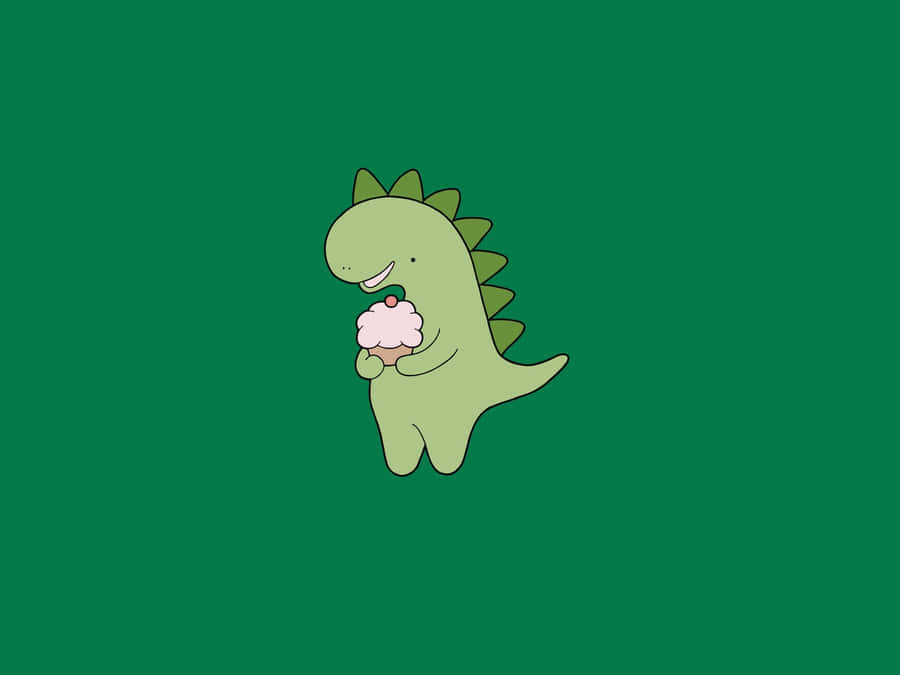 Dinossauro Feliz Segurando Flor