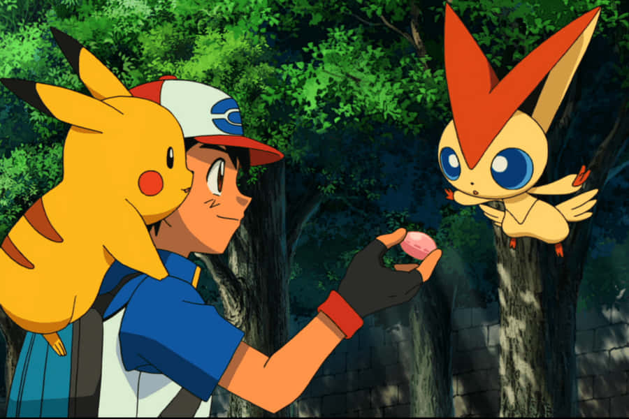 Ash And Pikachu With Victini