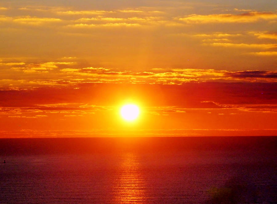 Sole nascente dorato dell'oceano