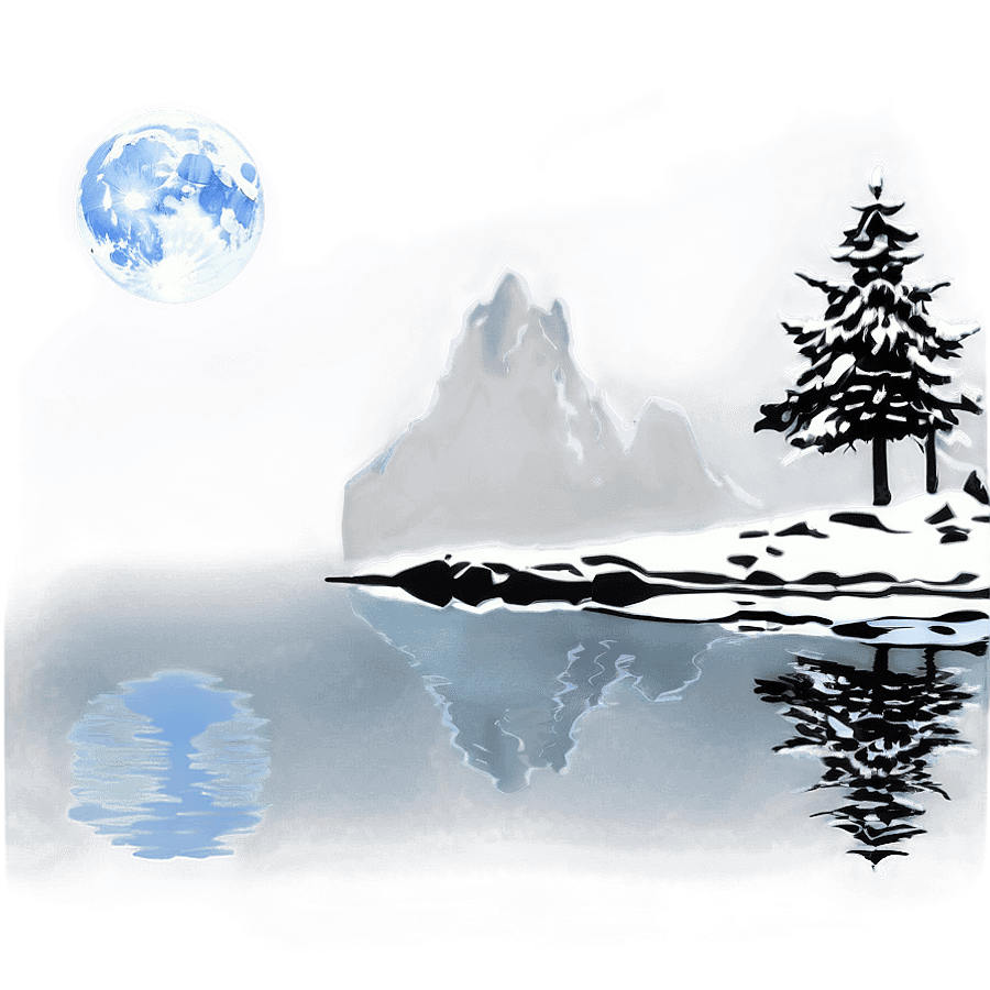 Peaceful Night Lake Reflection PNG 66