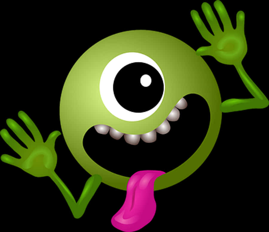 Cartoon Green Alien Sticking Out Tongue