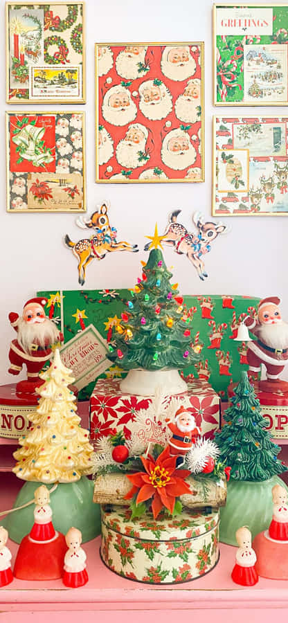Exibição de Decoração de Natal Vintage dos Anos 50