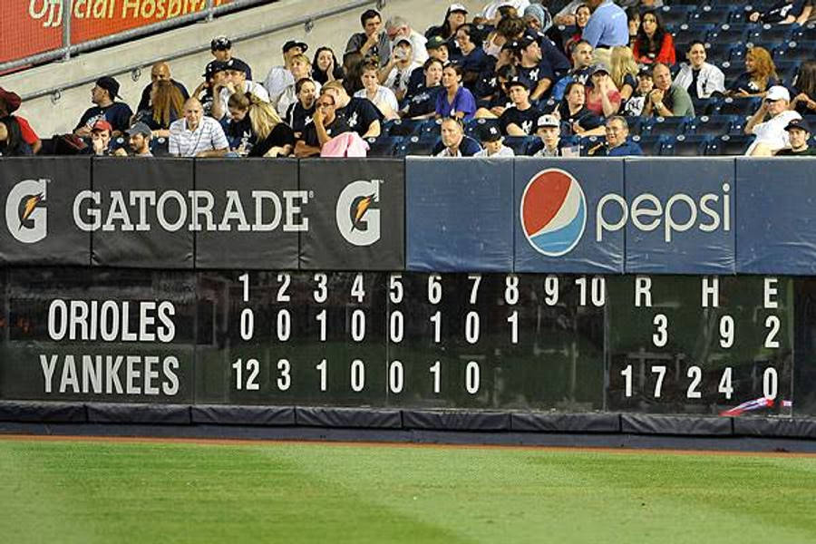 MLB Scores Orioles Versus Yankees