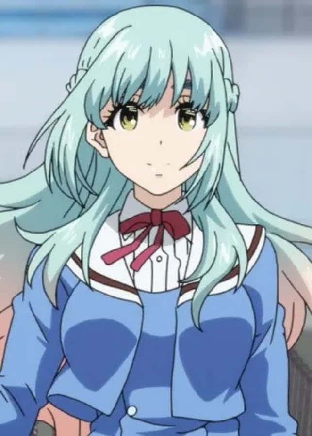Ragazza Anime con Capelli Blu e Uniforme Scolastica