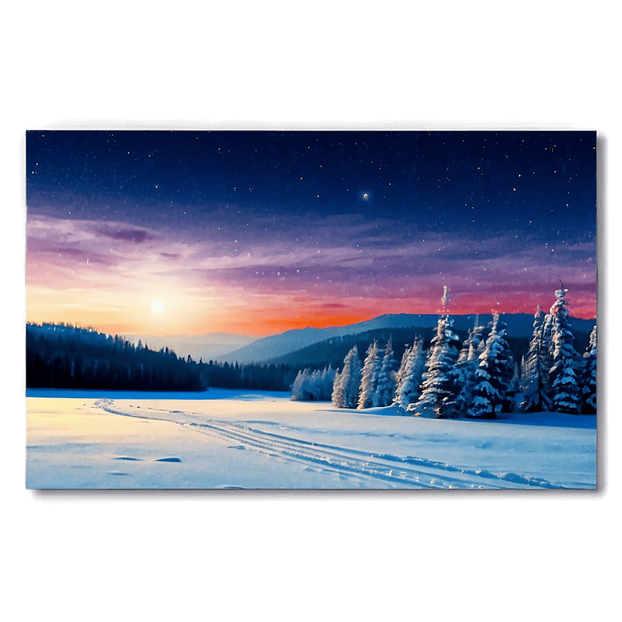 Frosty Starlit Sky Landscape PNG 2