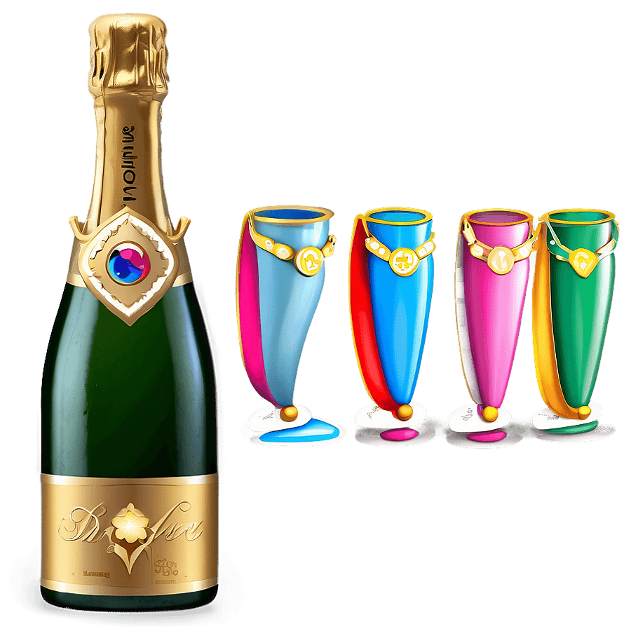 Decorated Champagne Bottle PNG xta89