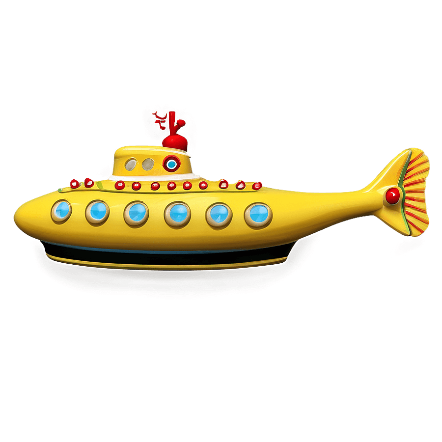 Yellow Submarine on Sea Background PNG qpt72