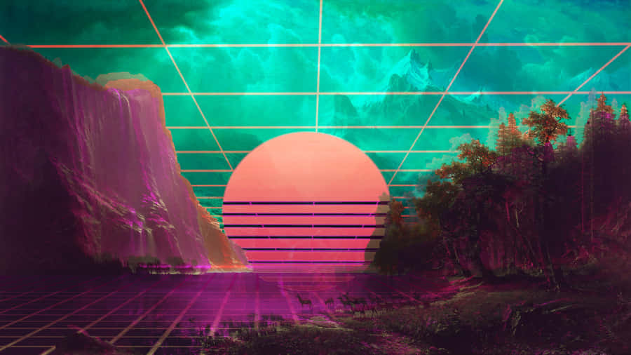 Vaporwave Sonnenuntergang Retro Futurismus 4K UHD
