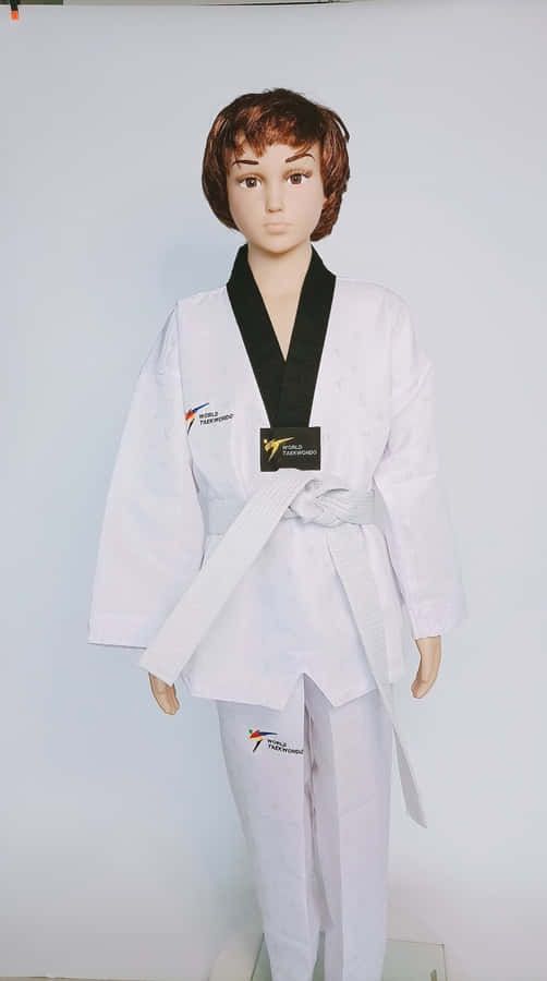 EnTaekwondo-uniform redo för action