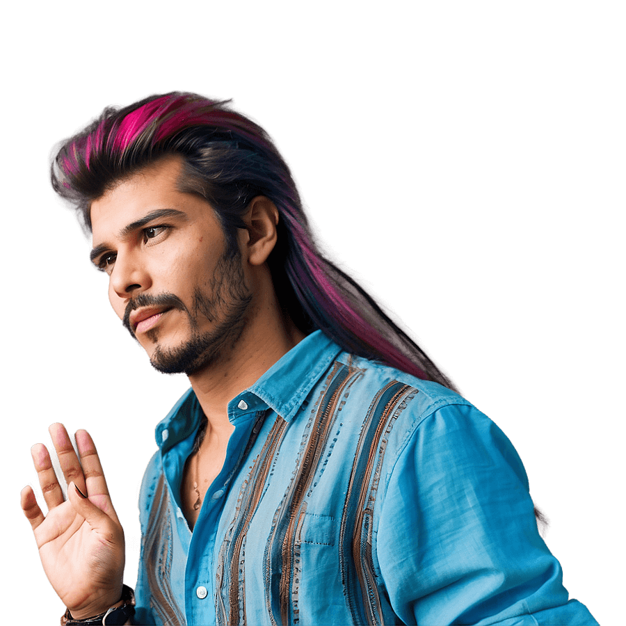Mullet with Color Streaks PNG 05242024