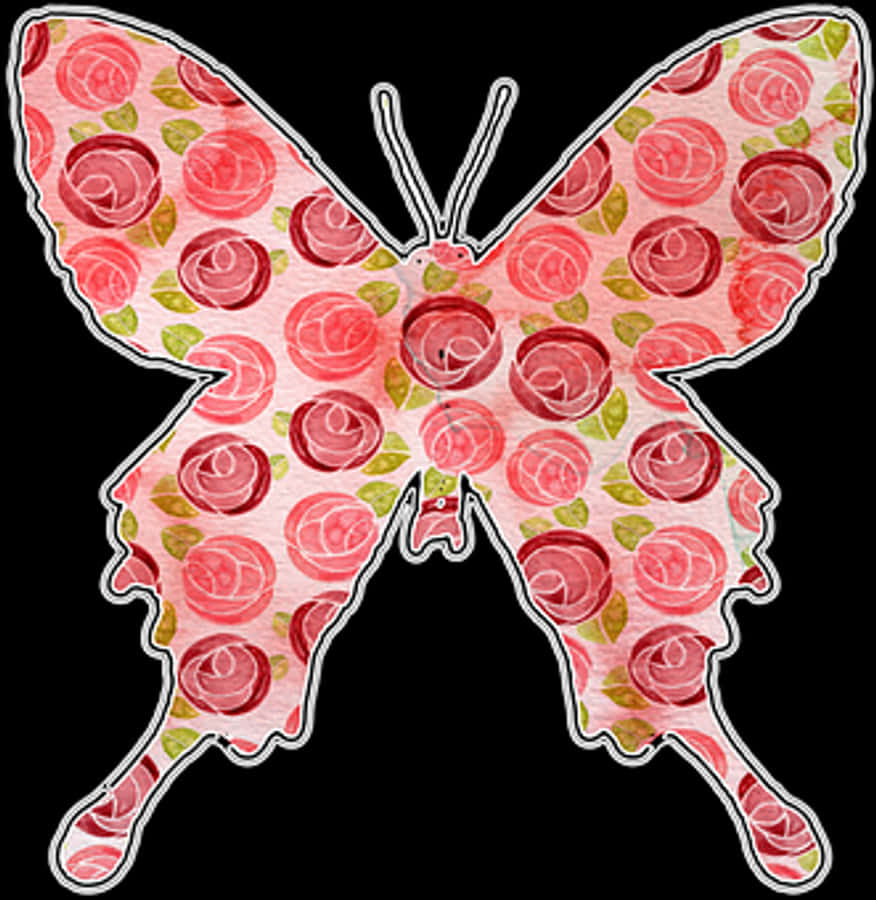 Rose Patterned Butterfly Illustration