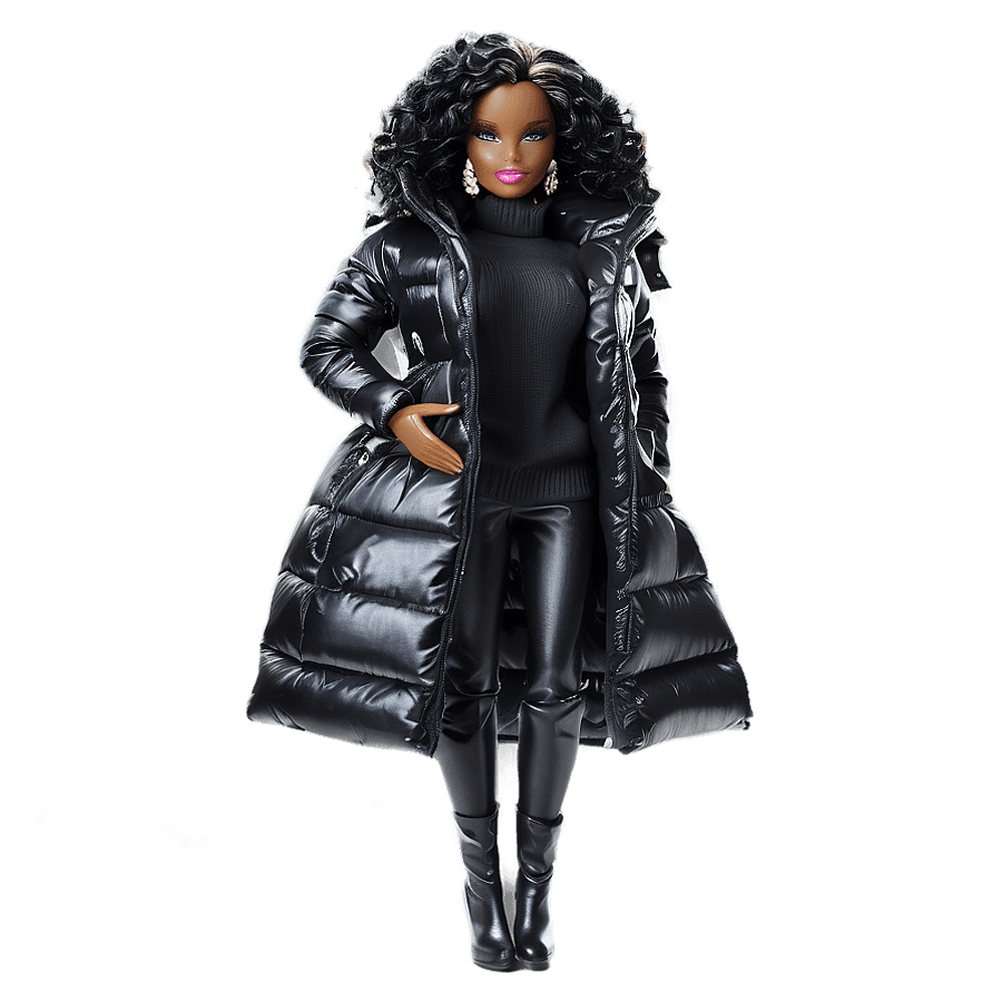 Black Barbie in Winter Fashion PNG llh7