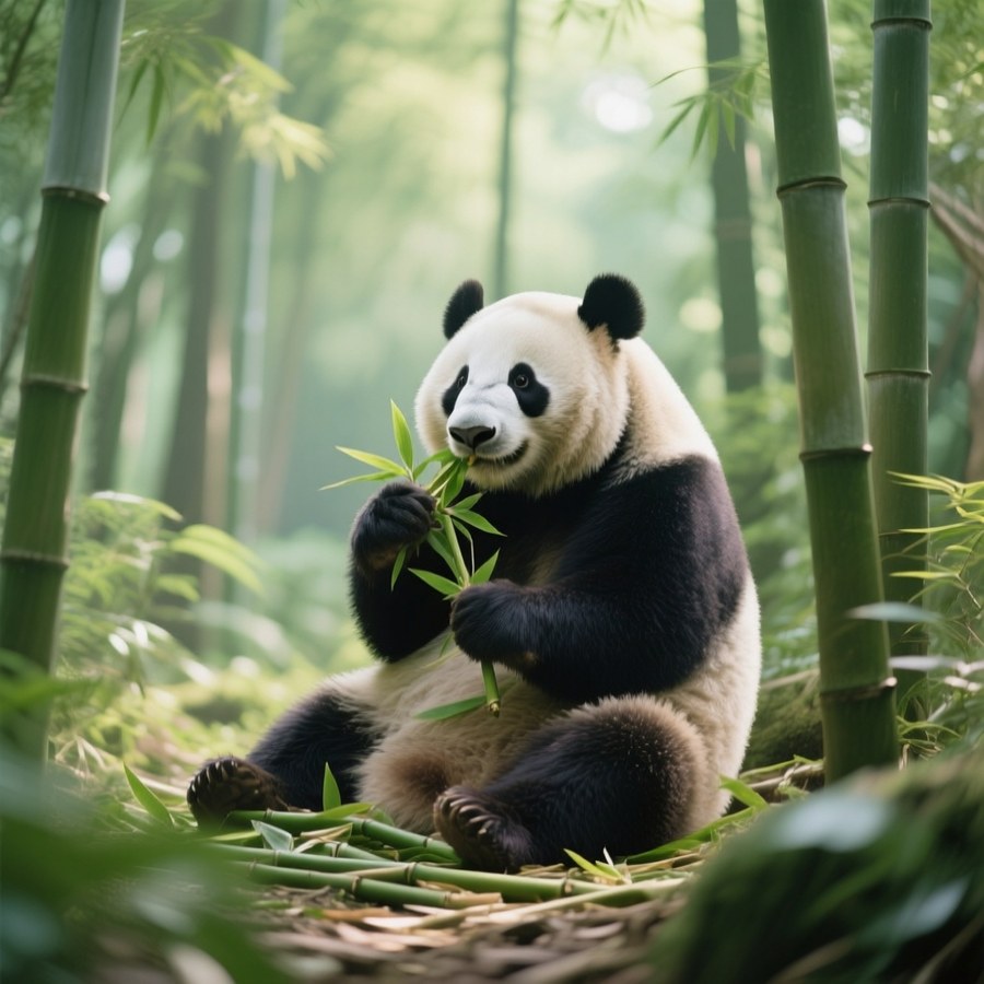 Panda eet bamboe Achtergronden