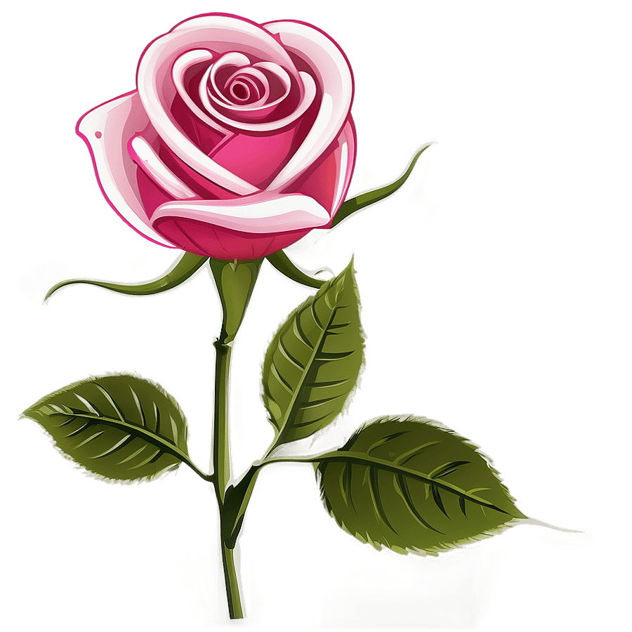 Romantic Rose Vector Drawing PNG glf92