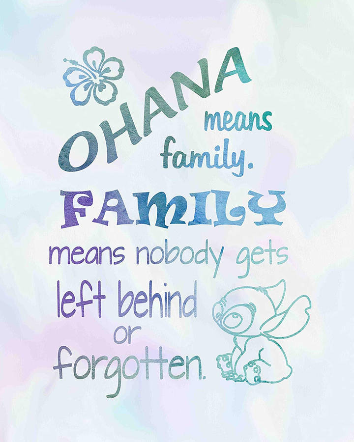 Download Pastel Aesthetic Stitch Ohana Quote Wallpaper | Wallpapers.com