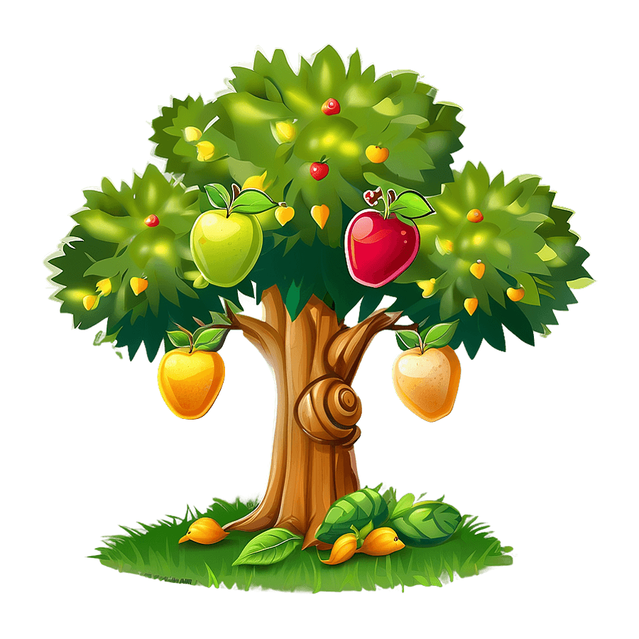 Cartoon Tree with Fruit PNG wtp