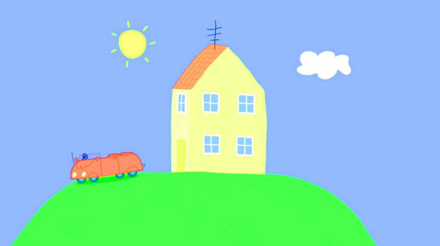 Download Peppa Pig House With Red Car Wallpaper | Wallpapers.com