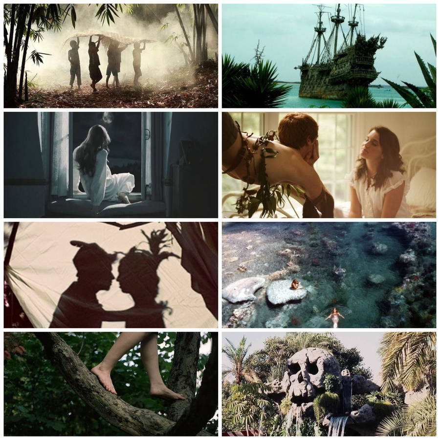 Peter Pan aesthetic collage wallpaper