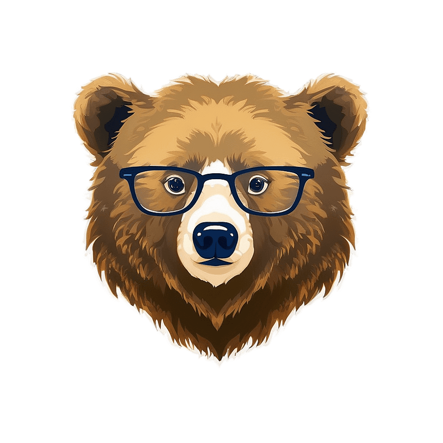 Bear Face with Glasses PNG vpl