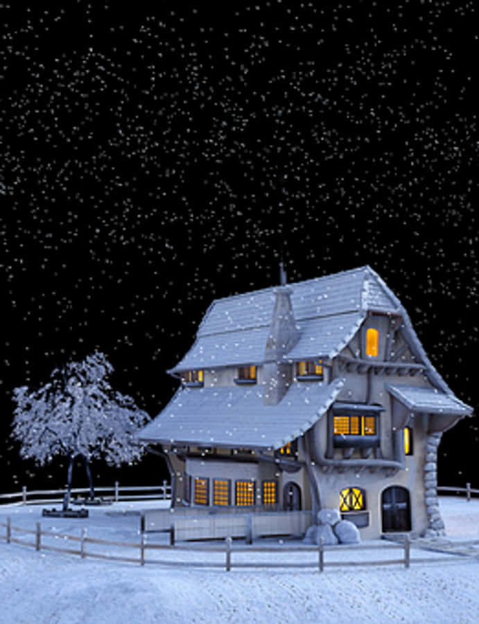 Enchanted Winter Cottage Snowfall