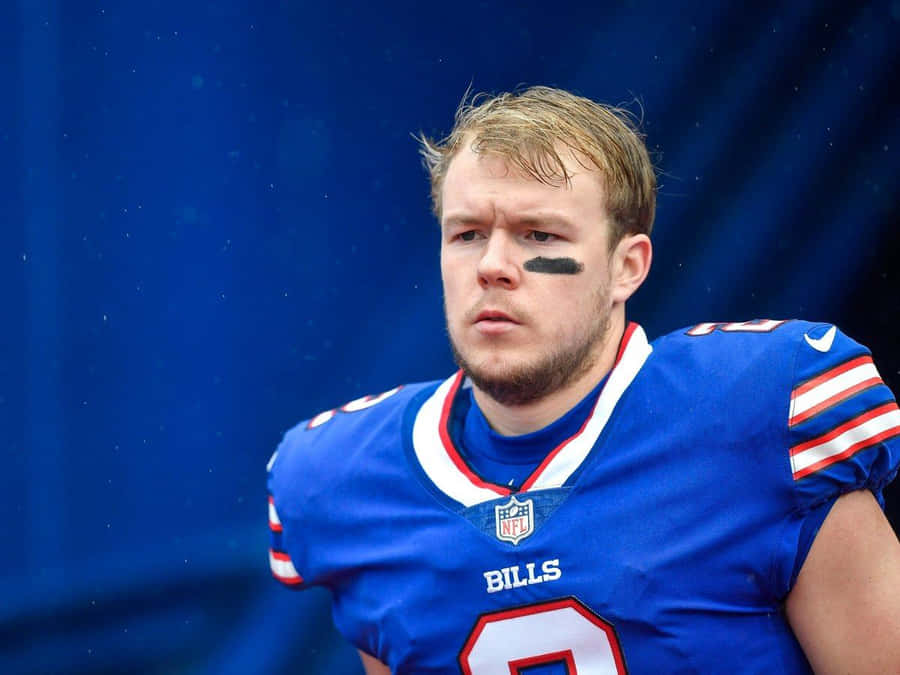 Fokussierter Footballspieler Tyler Bass