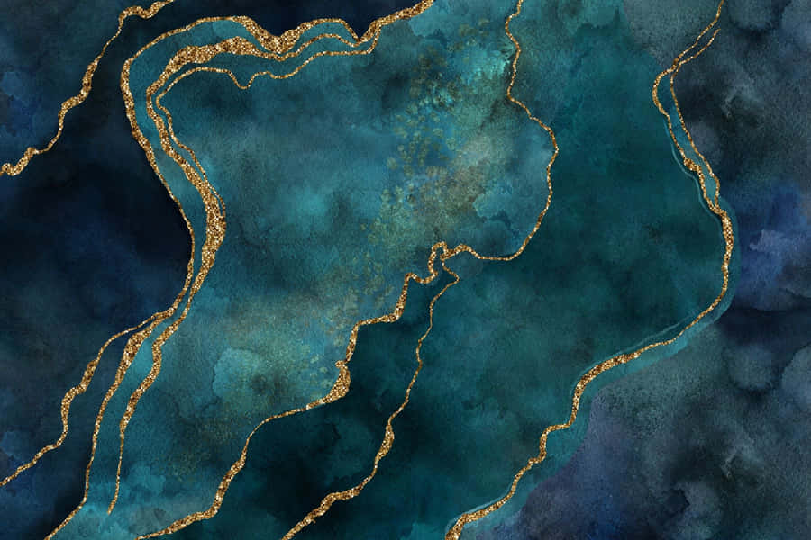 Teal Gold Marmor Textur