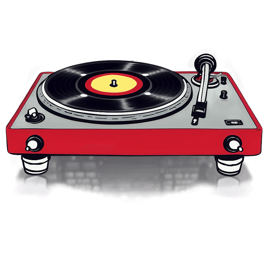 Simple Line Art Record Player PNG 8