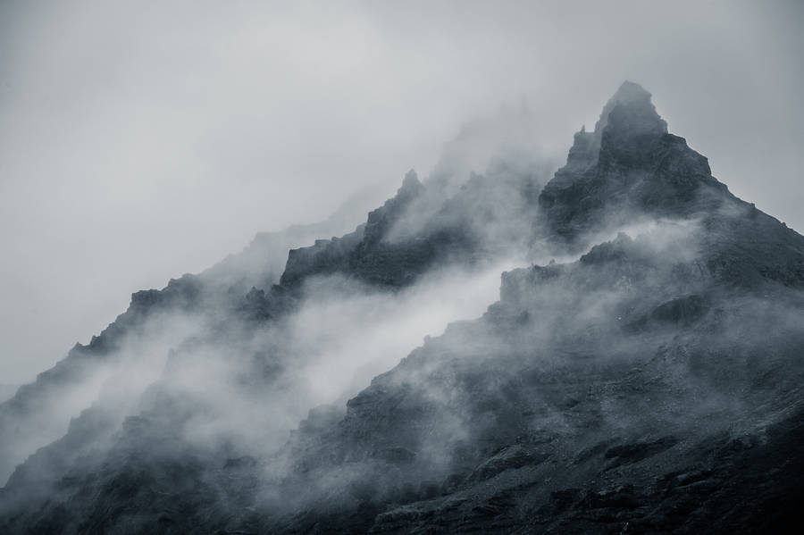 Grey And White Clouds Tall Mountain