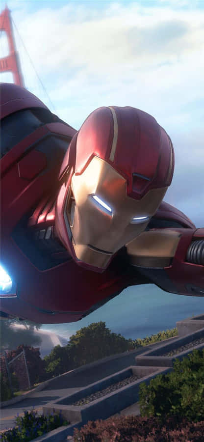 Iron Man im Flug Handy Hintergrund