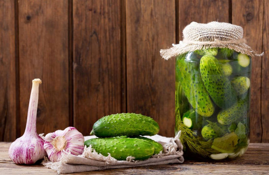 Download Pickles In Jar Burlap Lid Wallpaper | Wallpapers.com