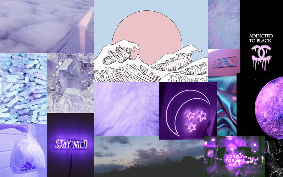 Download Pink And Purple Aesthetic Laptop Collage Wallpaper