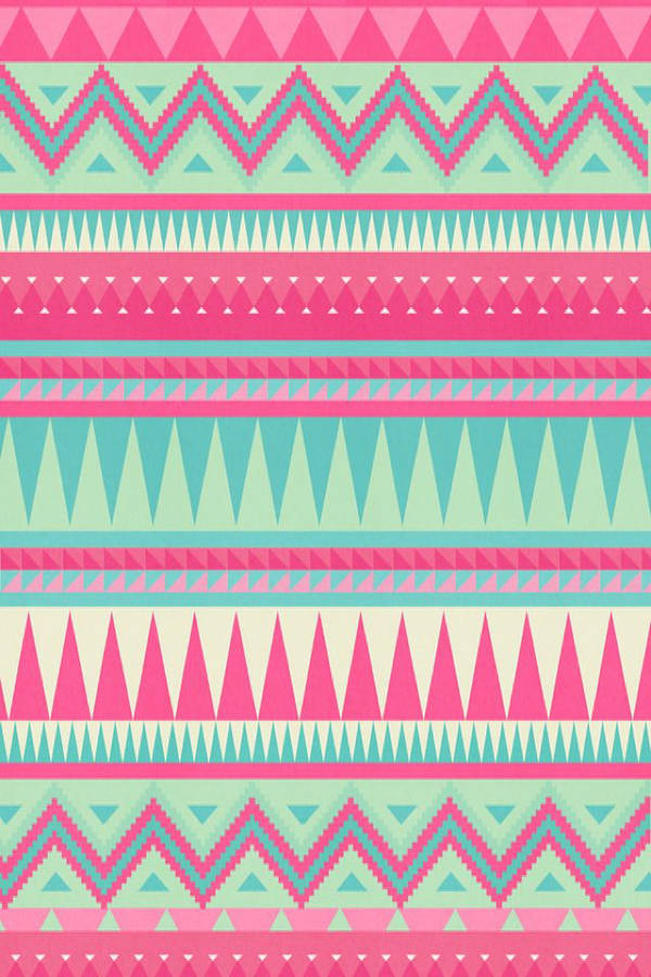 Pink and teal tribal pattern wallpaper 