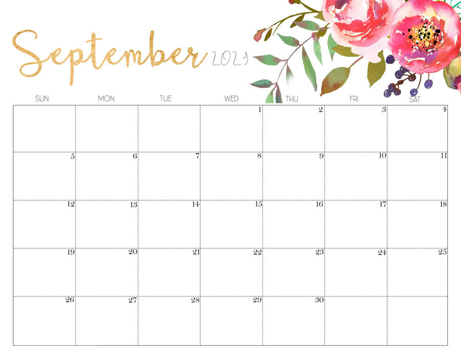 Download Pink Flowers September Calendar 2021 Wallpaper