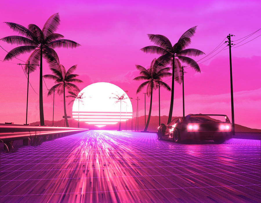 Pink Sunset Road wallpaper