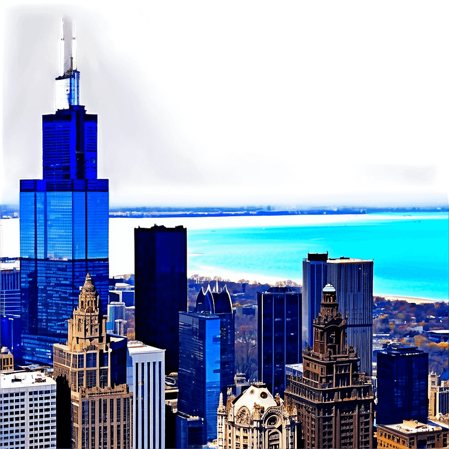 Chicago Skyline from Willis Tower PNG 05242024