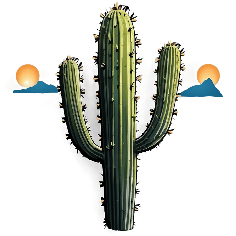Cactus Sunset Landscape PNG 64