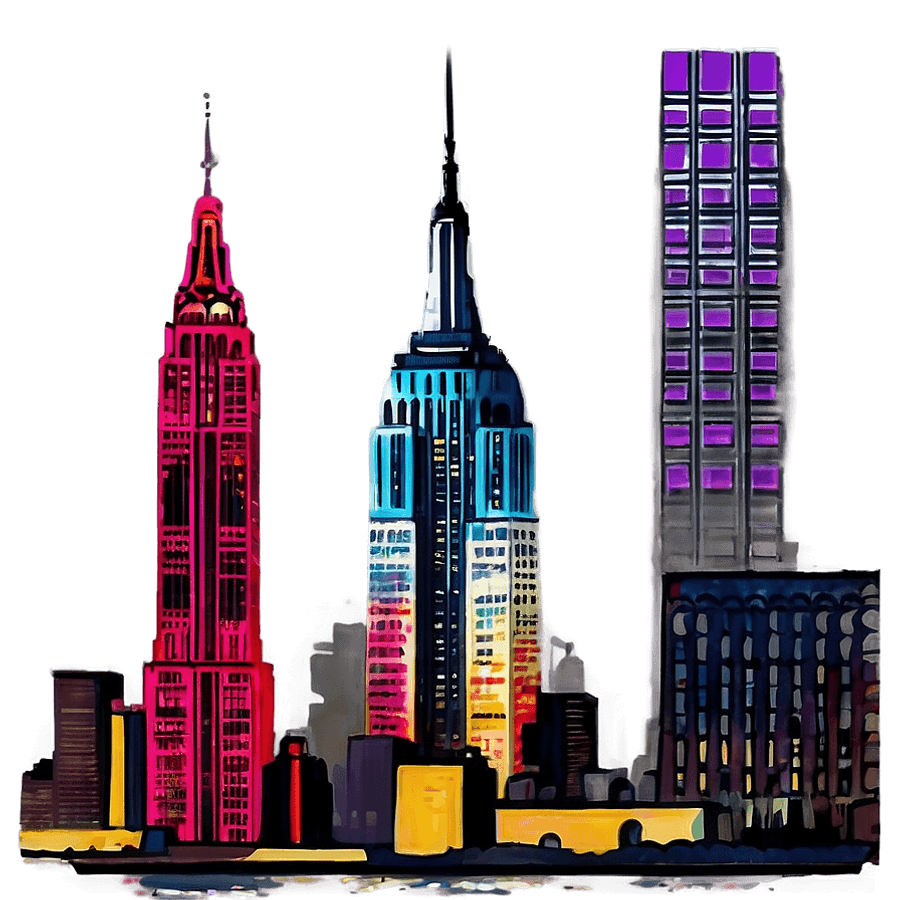 Empire State Building and Manhattan Skyline PNG kaw21