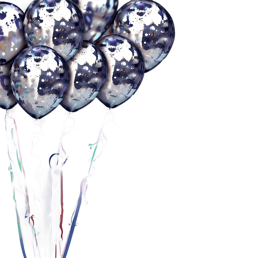 Silver Balloons with Glitter PNG 42